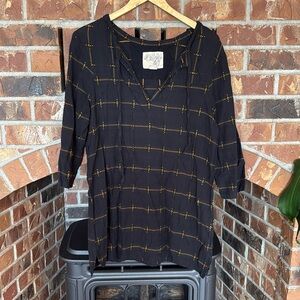 Ace & jig tunic shirt, blue and gold size Small
